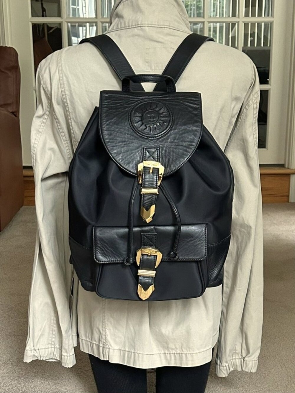 VERSACE Sunburst Urban Backpack, Black RARE!!